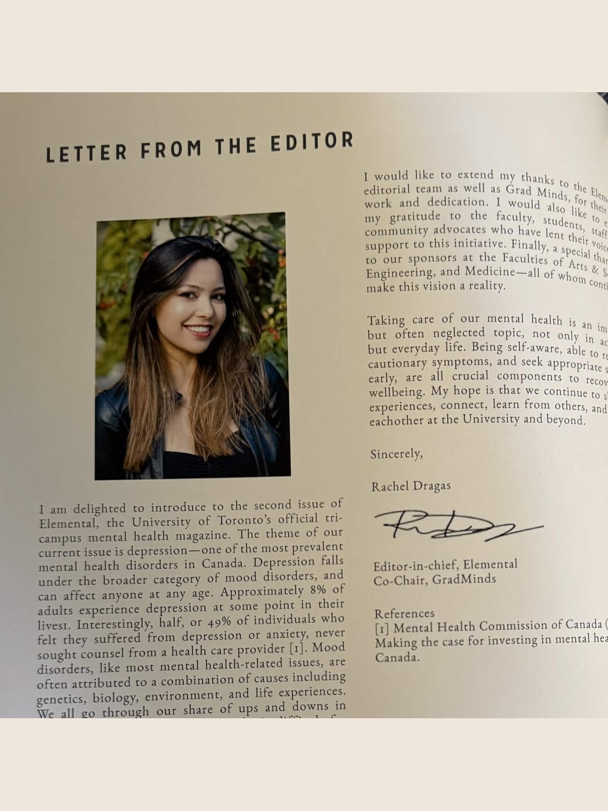 Letter from the Editor, Rachel Dragas, Founder and Editor-in-Chief of Elemental Magazine